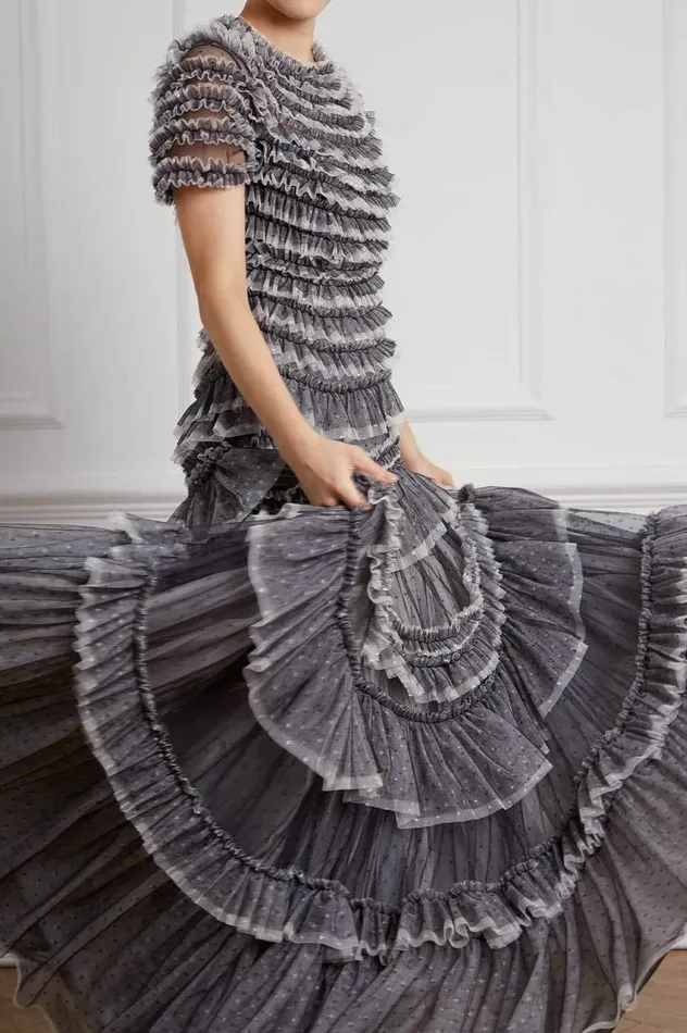Wild Rose Ruffle Gown Black Women Needle and Thread Dresses