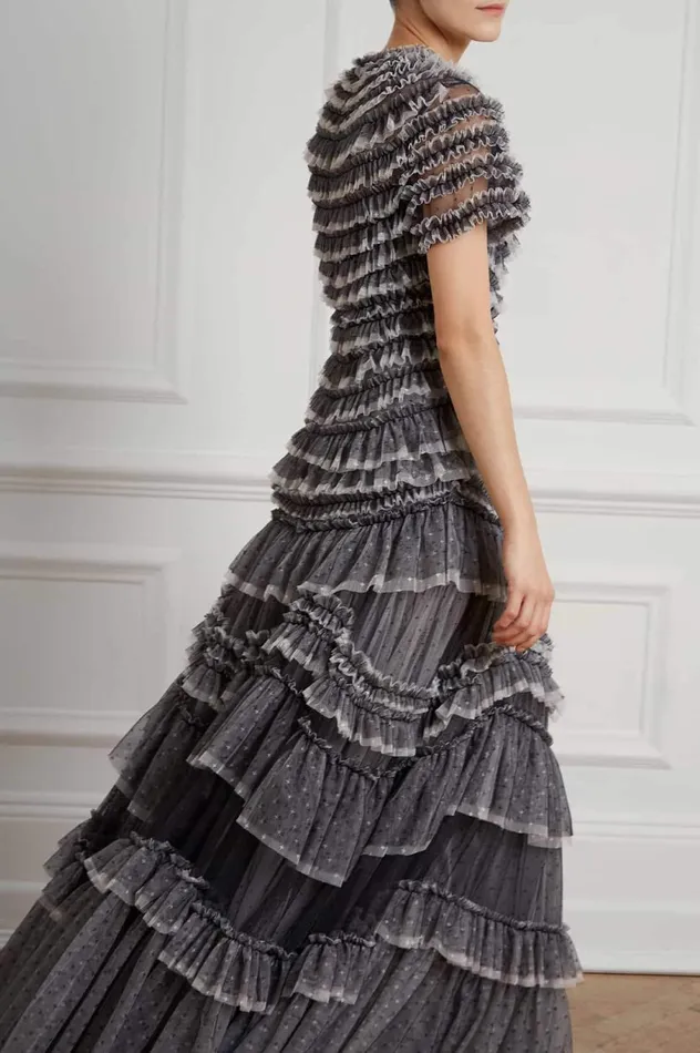 Wild Rose Ruffle Gown Black Women Needle and Thread Dresses