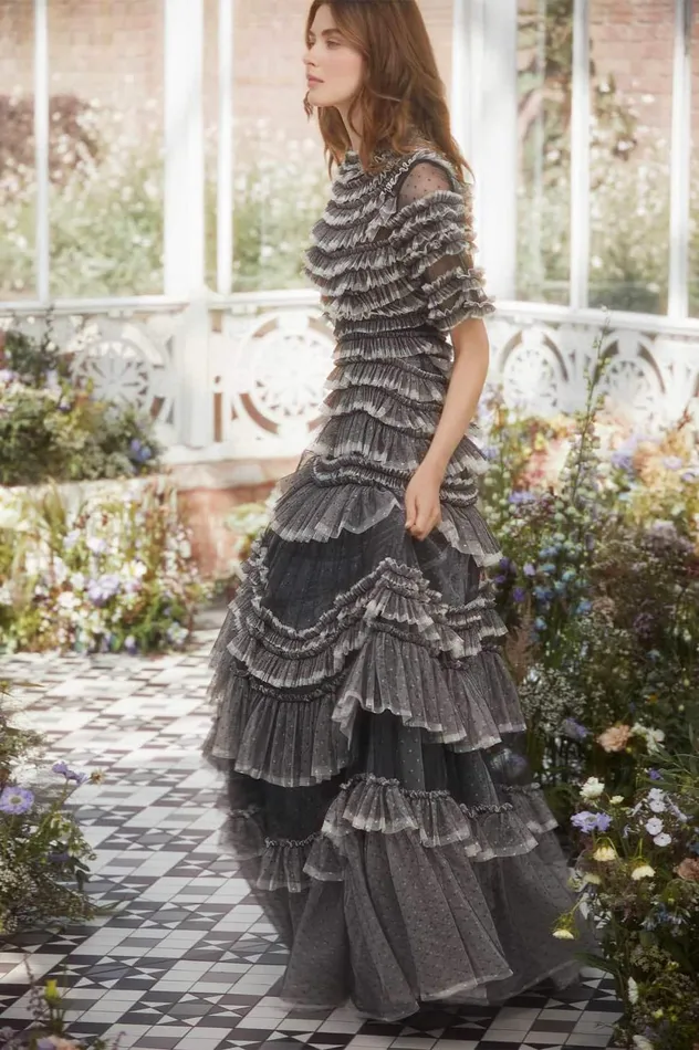 Wild Rose Ruffle Gown Black Women Needle and Thread Dresses