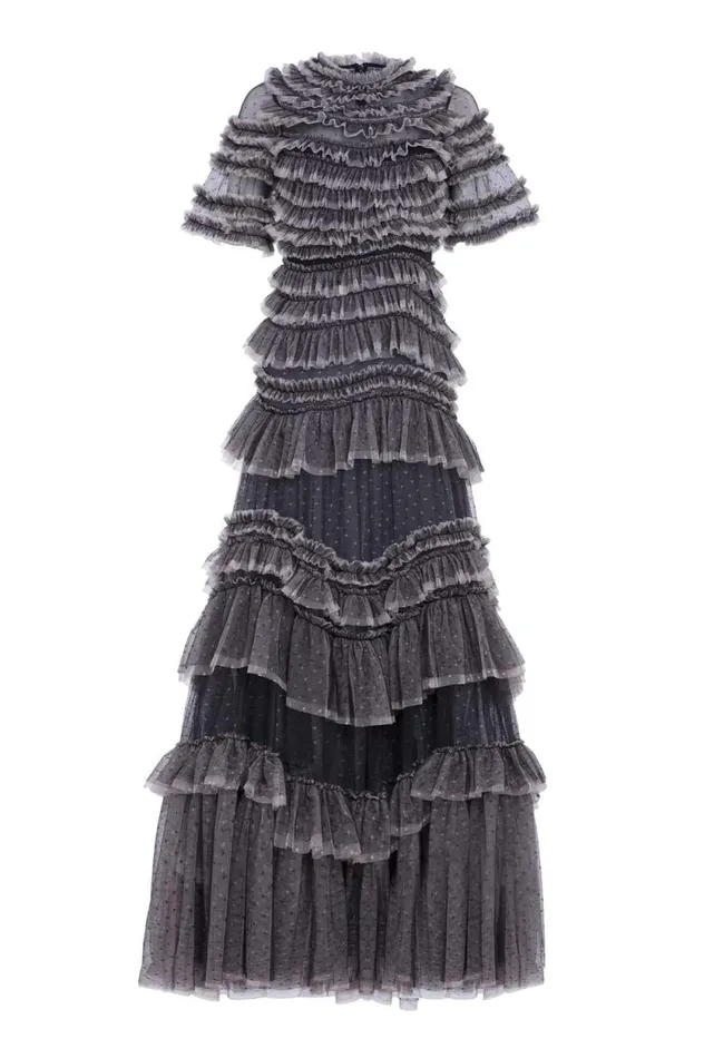 Wild Rose Ruffle Gown Black Women Needle and Thread Dresses