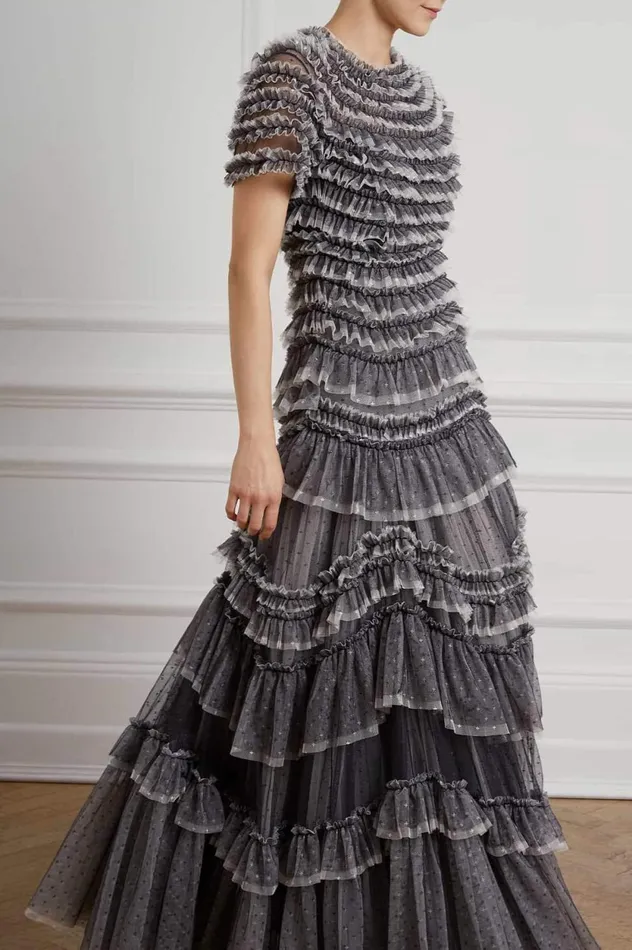 Wild Rose Ruffle Gown Black Women Needle and Thread Dresses
