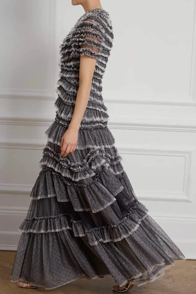 Wild Rose Ruffle Gown Black Women Needle and Thread Dresses