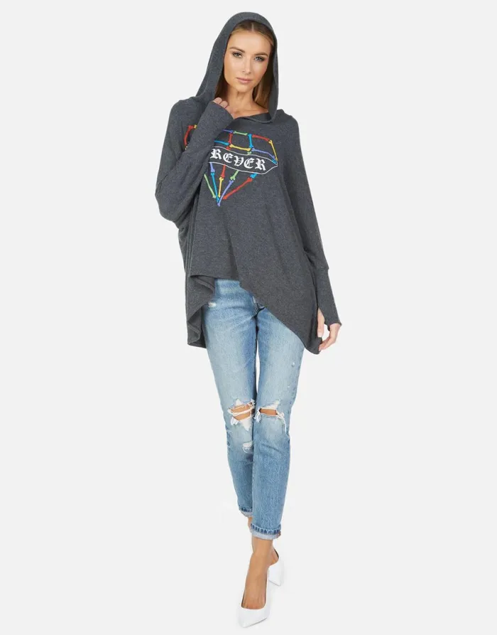 Wilma Bone Diamond Heather Black Women039s Lauren Moshi Hoodies