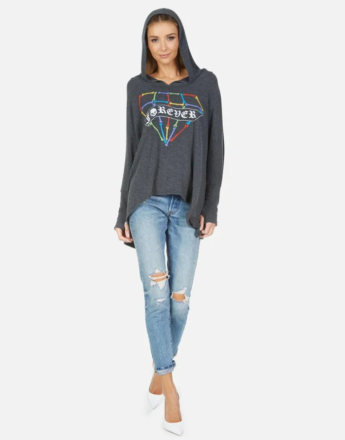Wilma Bone Diamond Heather Black Women039s Lauren Moshi Hoodies