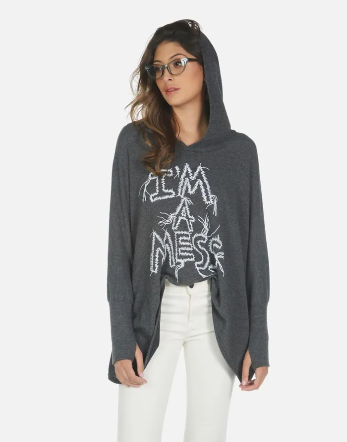 Wilma I039m A Mess Heather Black Women039s Lauren Moshi Hoodies