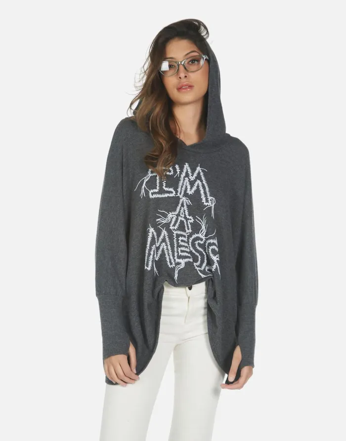 Wilma I039m A Mess Heather Black Women039s Lauren Moshi Hoodies