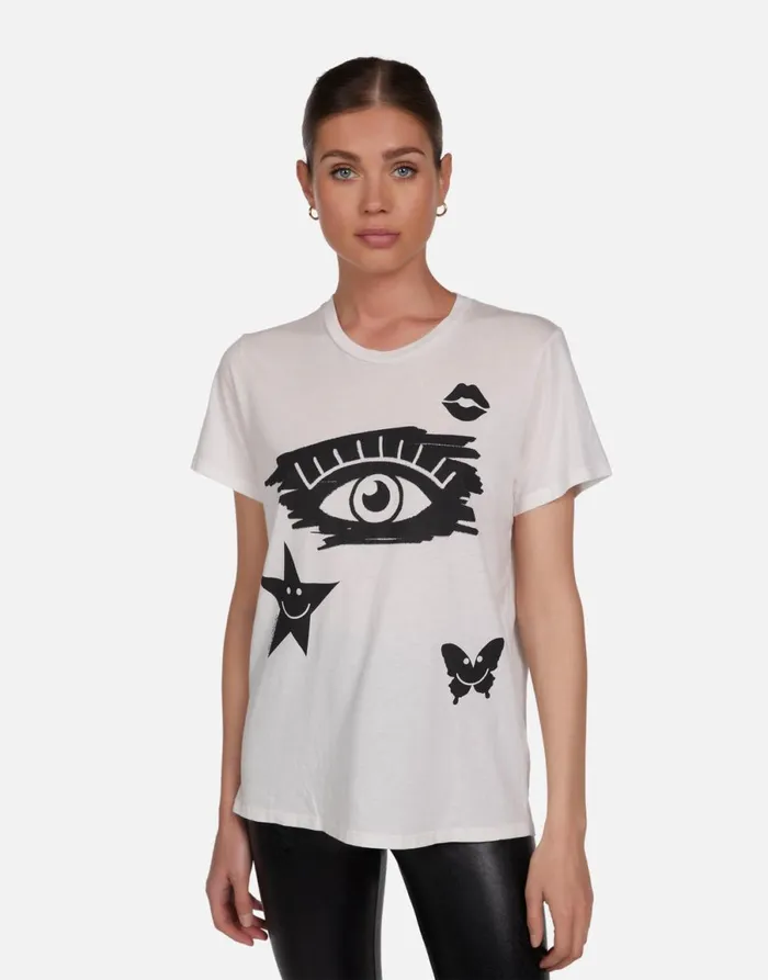 Wolf Scribble Eye Elements Milk Women039s Lauren Moshi Short Sleeve
