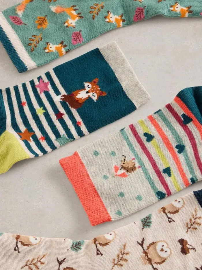 Women 4 Pack Woodland Animals Sock Navy Multi White Stuff Socks Women 4 Pack Woodland Animals Sock Navy Multi White Stuff Socks