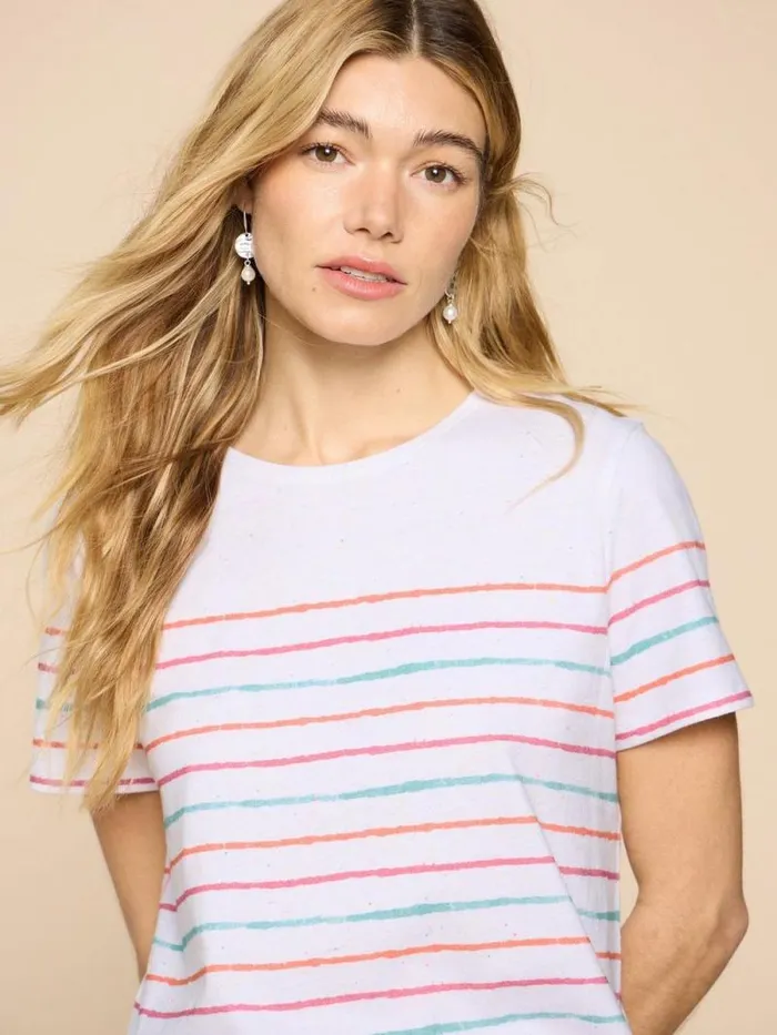 Women ABBIE STRIPE TEE Ivory Multi White Stuff Shirts and Blouses Women ABBIE STRIPE TEE Ivory Multi White Stuff Shirts and Blouses