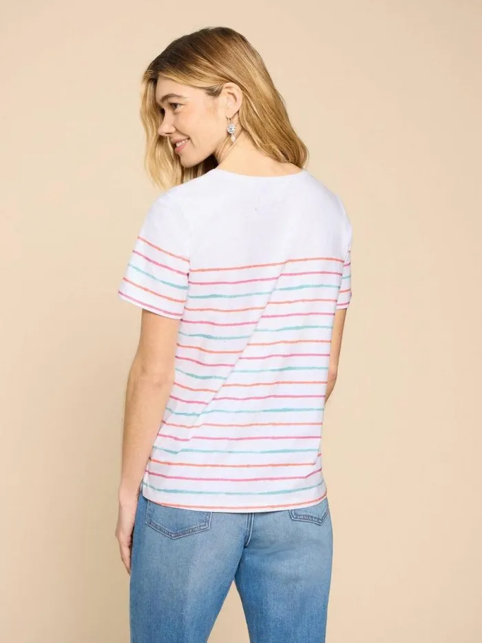 Women ABBIE STRIPE TEE Ivory Multi White Stuff Shirts and Blouses Women ABBIE STRIPE TEE Ivory Multi White Stuff Shirts and Blouses