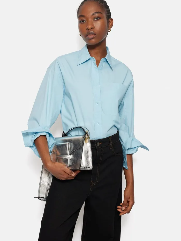 Women Ada Leather Crossbody Bag Silver Jigsaw Bags