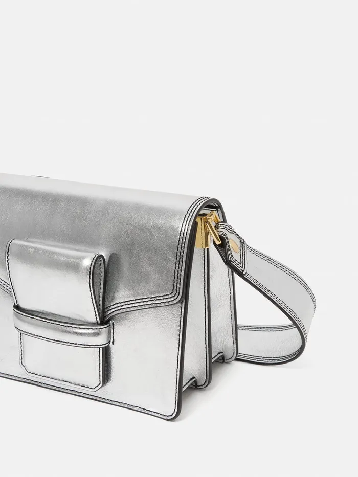 Women Ada Leather Crossbody Bag Silver Jigsaw Bags