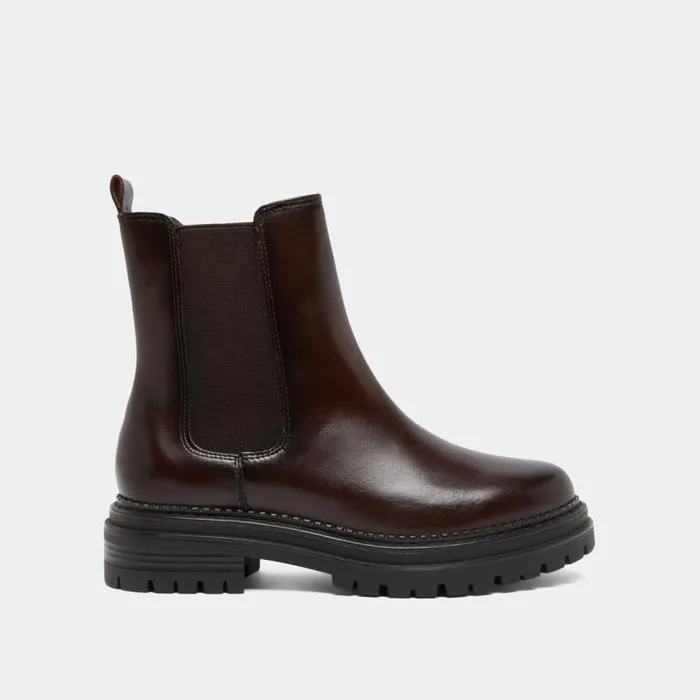 Women Ankle Boots With Notched And Elastic Soles Red Brown JONAK Ankle Boots Lowboots