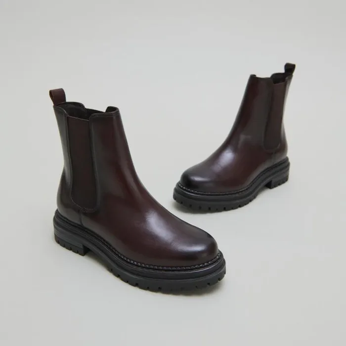 Women Ankle Boots With Notched And Elastic Soles Red Brown JONAK Ankle Boots Lowboots