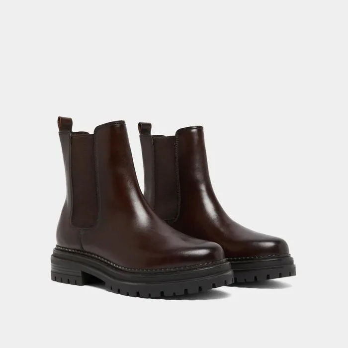 Women Ankle Boots With Notched And Elastic Soles Red Brown JONAK Ankle Boots Lowboots