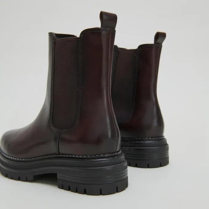 Women Ankle Boots With Notched And Elastic Soles Red Brown JONAK Ankle Boots Lowboots
