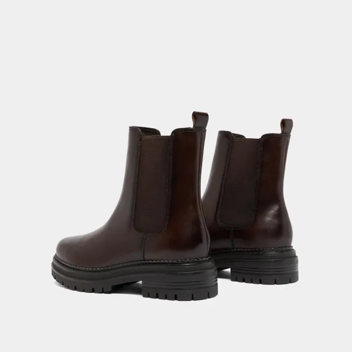 Women Ankle Boots With Notched And Elastic Soles Red Brown JONAK Ankle Boots Lowboots