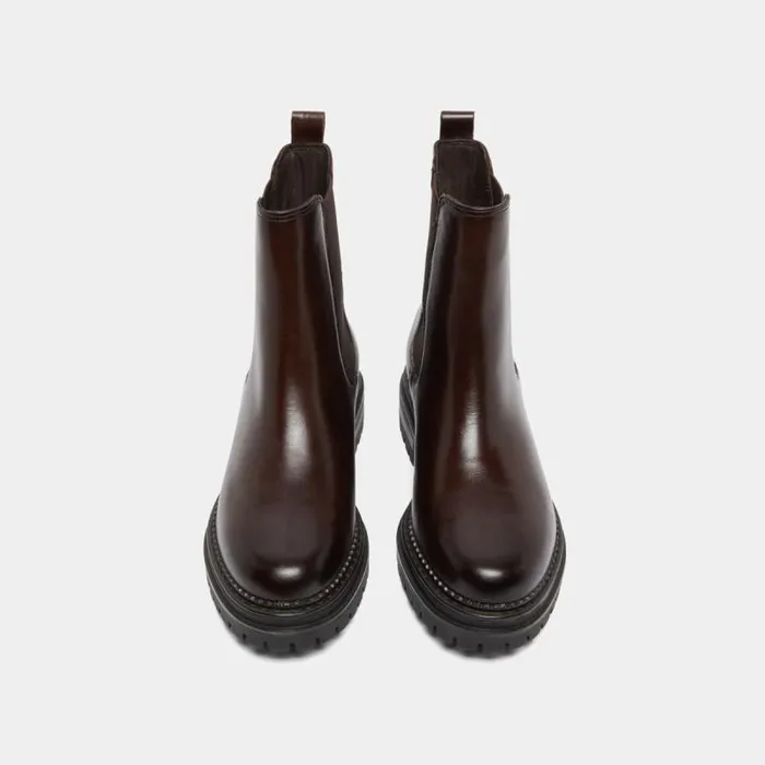 Women Ankle Boots With Notched And Elastic Soles Red Brown JONAK Ankle Boots Lowboots