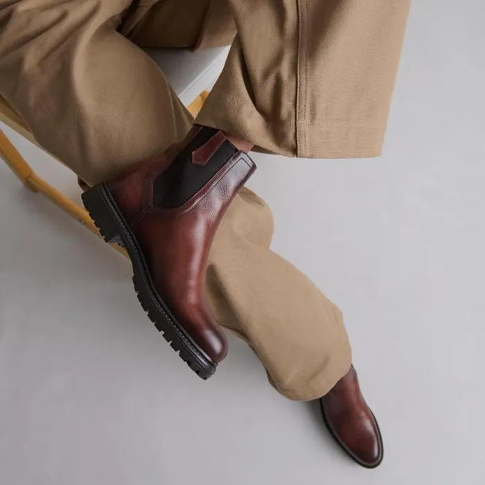Women Ankle Boots With Notched Soles And Elastic Cognac JONAK Ankle Boots Lowboots