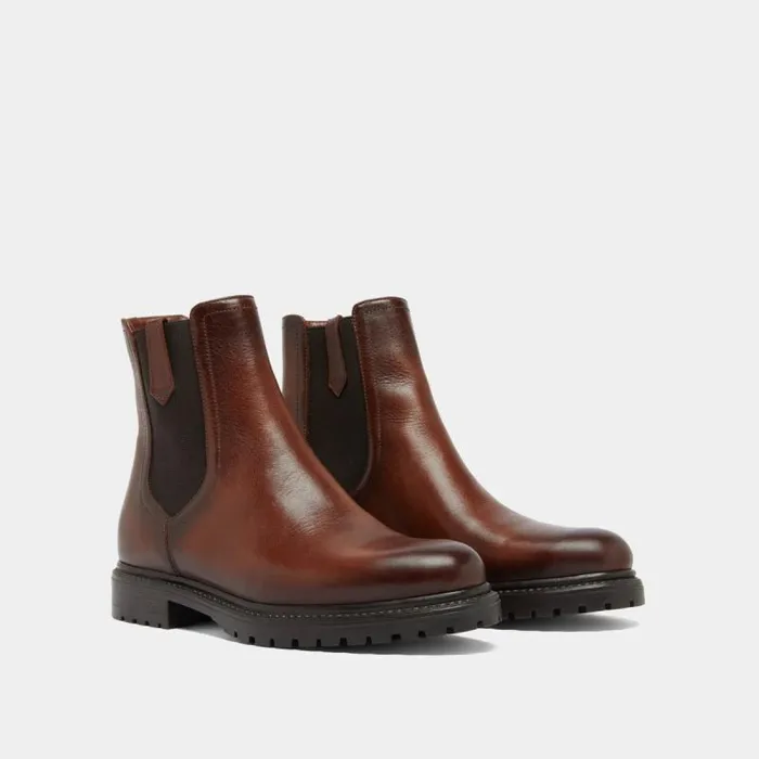 Women Ankle Boots With Notched Soles And Elastic Cognac JONAK Ankle Boots Lowboots