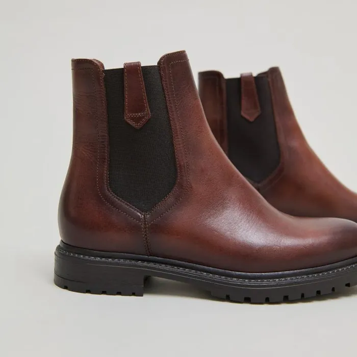 Women Ankle Boots With Notched Soles And Elastic Cognac JONAK Ankle Boots Lowboots