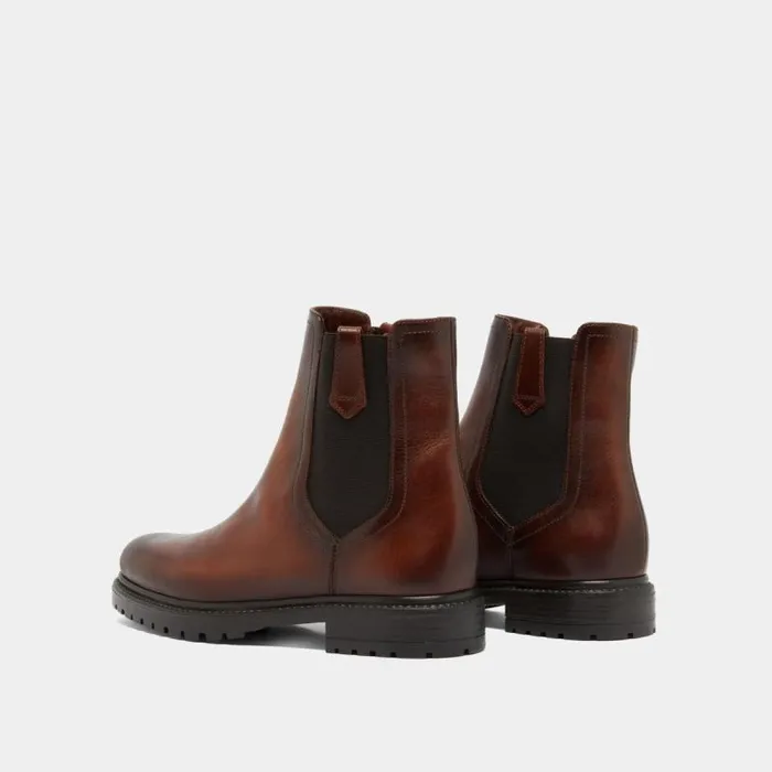 Women Ankle Boots With Notched Soles And Elastic Cognac JONAK Ankle Boots Lowboots