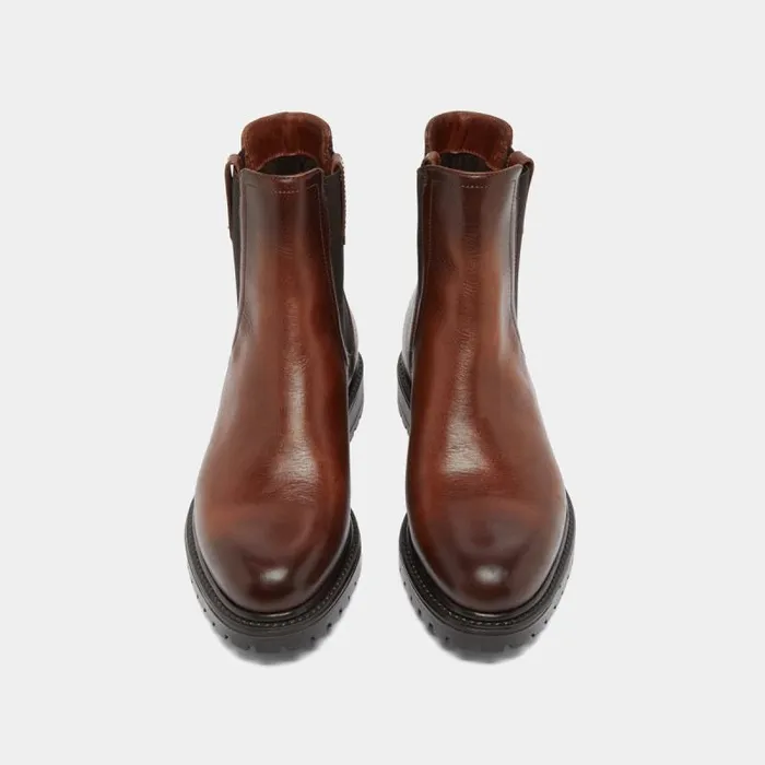 Women Ankle Boots With Notched Soles And Elastic Cognac JONAK Ankle Boots Lowboots