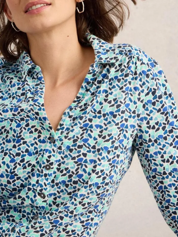 Women ANNIE COLLARED JERSEY SHIRT Blue Multi White Stuff Shirts and Blouses Women ANNIE COLLARED JERSEY SHIRT Blue Multi White Stuff Shirts and Blouses