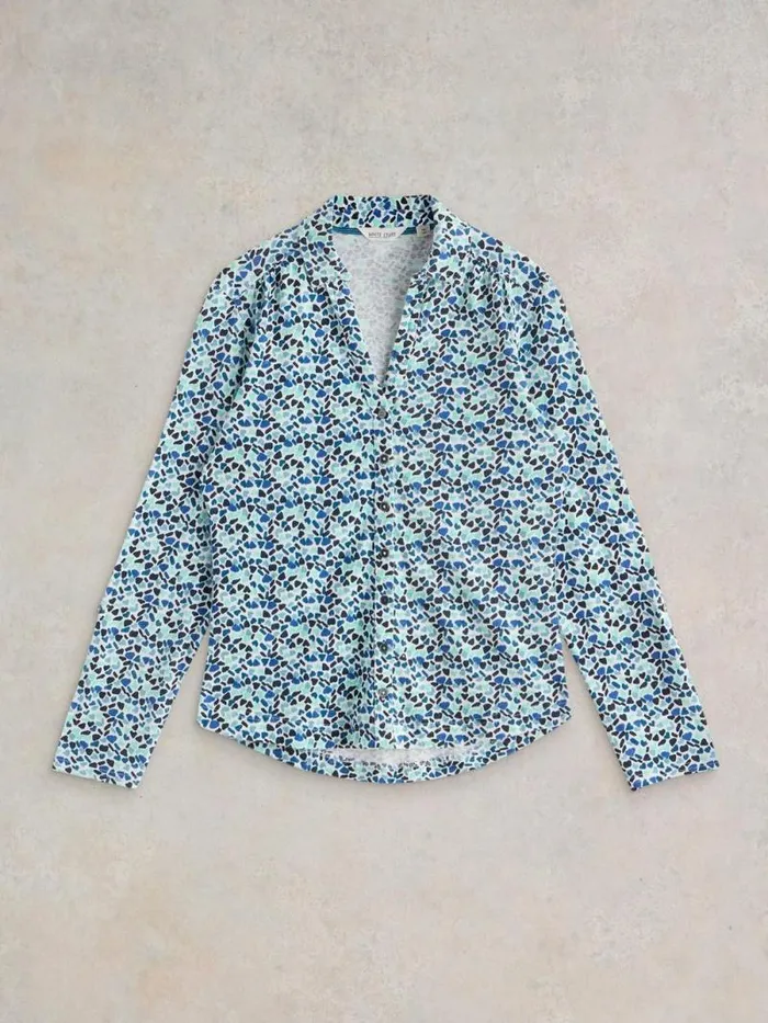 Women ANNIE COLLARED JERSEY SHIRT Blue Multi White Stuff Shirts and Blouses Women ANNIE COLLARED JERSEY SHIRT Blue Multi White Stuff Shirts and Blouses