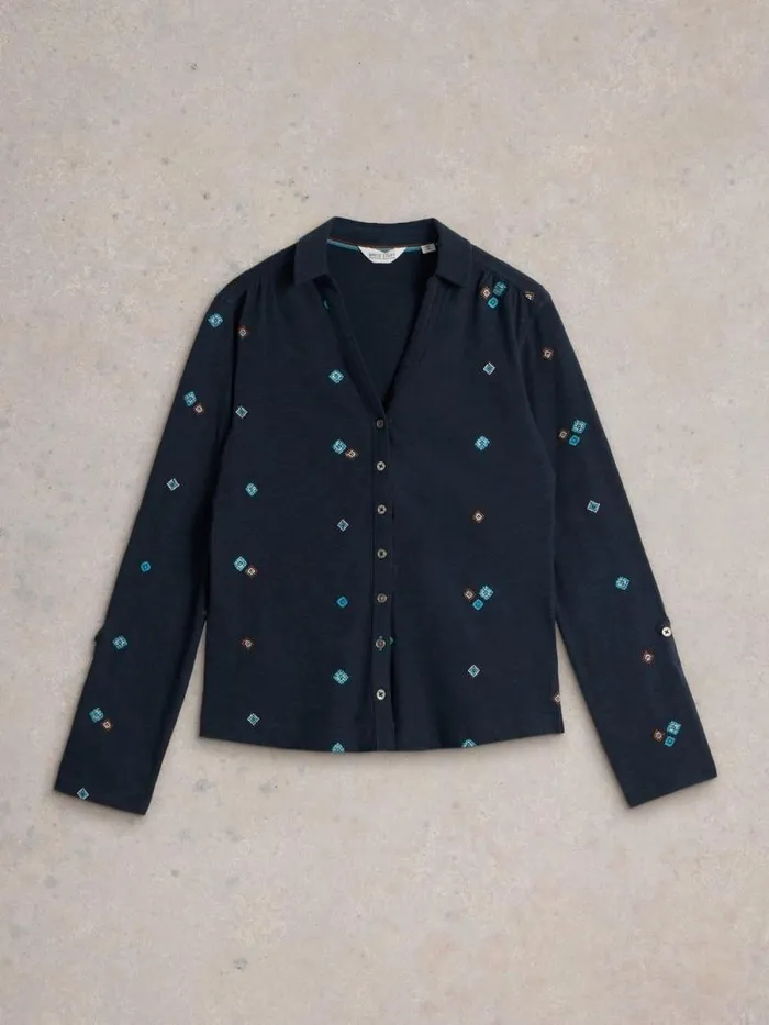Women ANNIE EMBROIDERED COLLAR SHIRT Navy Multi White Stuff Shirts and Blouses Women ANNIE EMBROIDERED COLLAR SHIRT Navy Multi White Stuff Shirts and Blouses