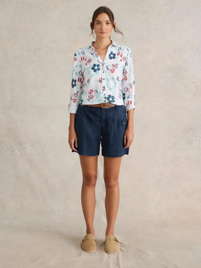 Women ANNIE JERSEY LONG SLEEVE SHIRT White Print White Stuff Shirts and Blouses