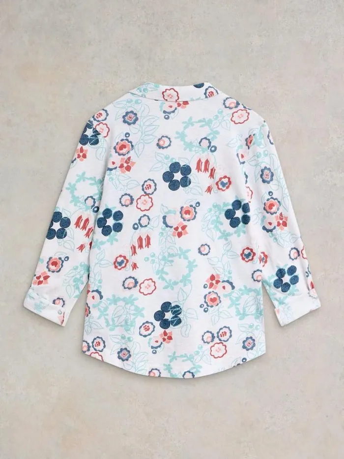 Women ANNIE JERSEY LONG SLEEVE SHIRT White Print White Stuff Shirts and Blouses