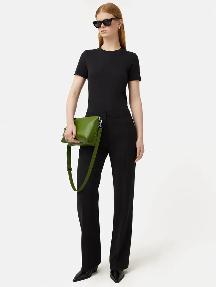 Women Ava Pebble Leather Crossbody Green Jigsaw Bags