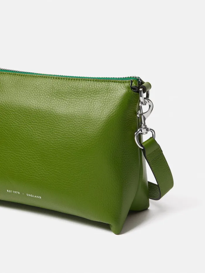 Women Ava Pebble Leather Crossbody Green Jigsaw Bags