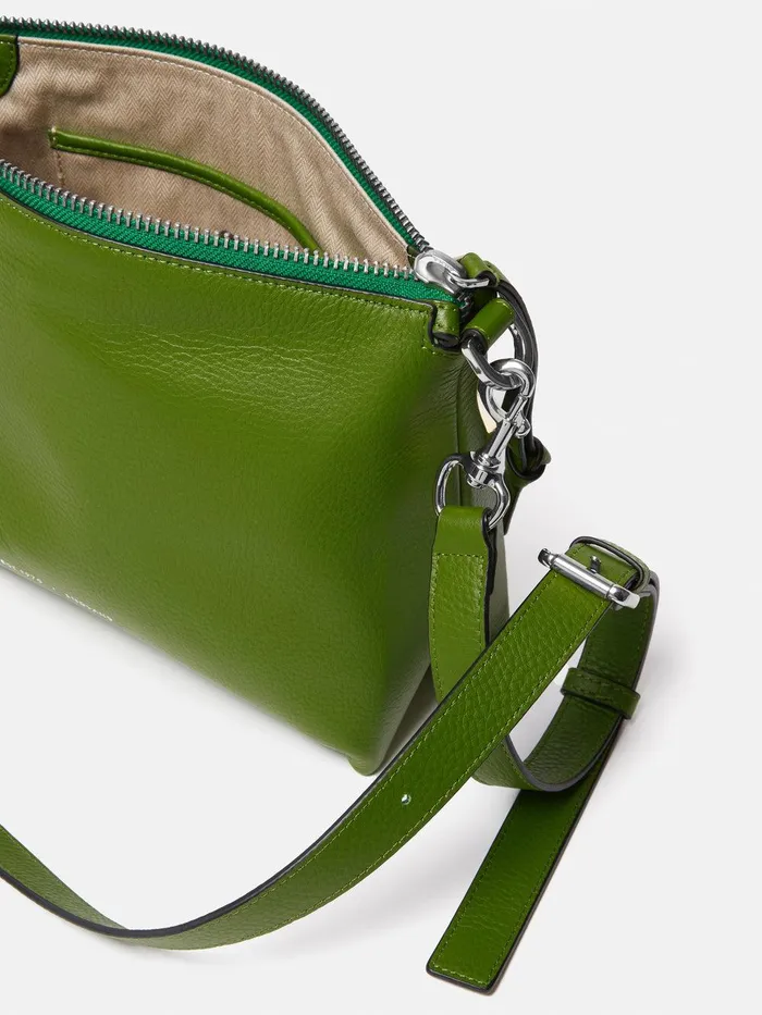 Women Ava Pebble Leather Crossbody Green Jigsaw Bags