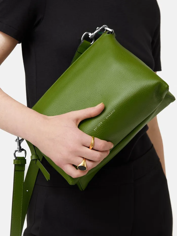 Women Ava Pebble Leather Crossbody Green Jigsaw Bags