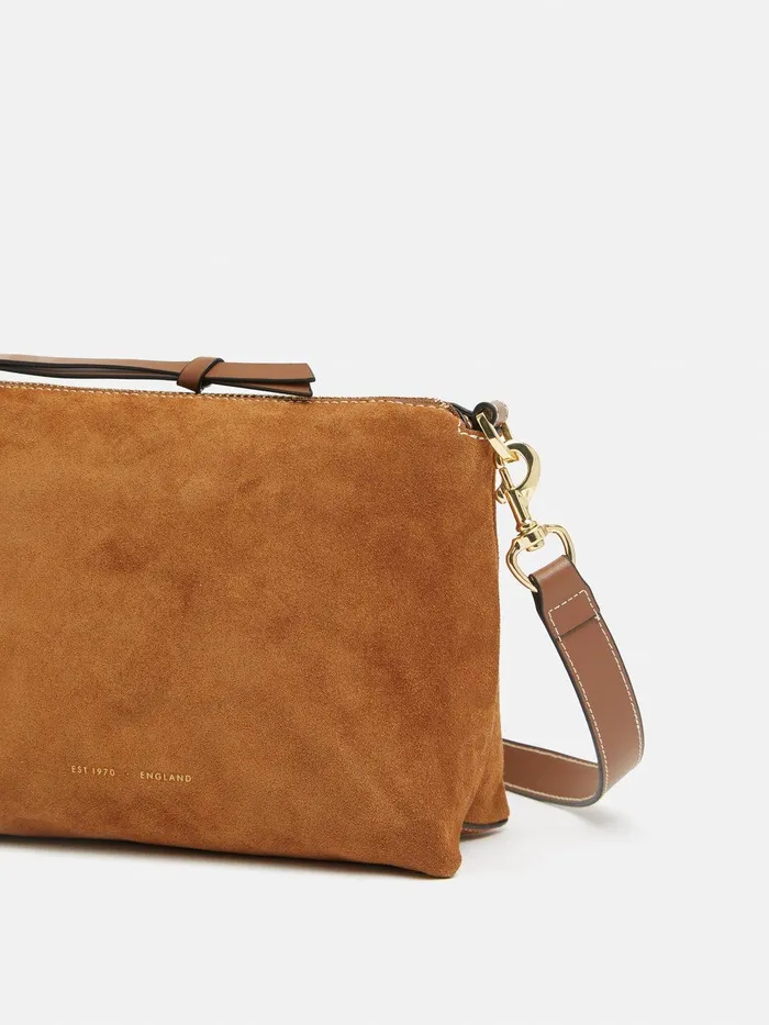Women Ava Suede Cross Body Tan Jigsaw Wallets and Card Holders