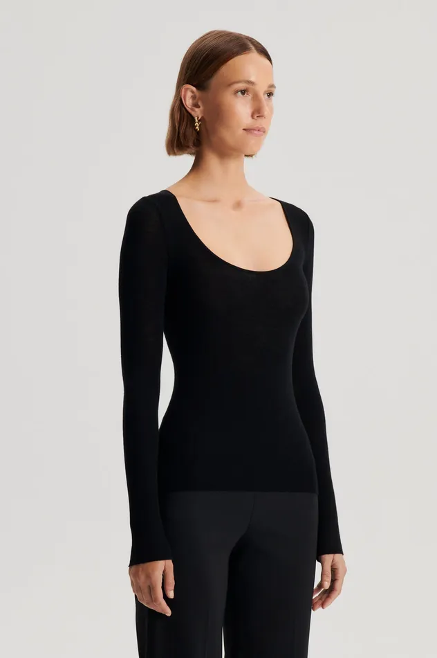 Women BABYWOOL SCOOP NECK BLACK ALL Knitwear Scanlan Theodore