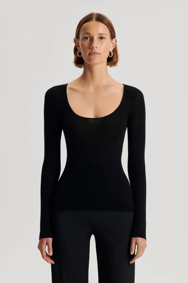 Women BABYWOOL SCOOP NECK BLACK ALL Knitwear Scanlan Theodore