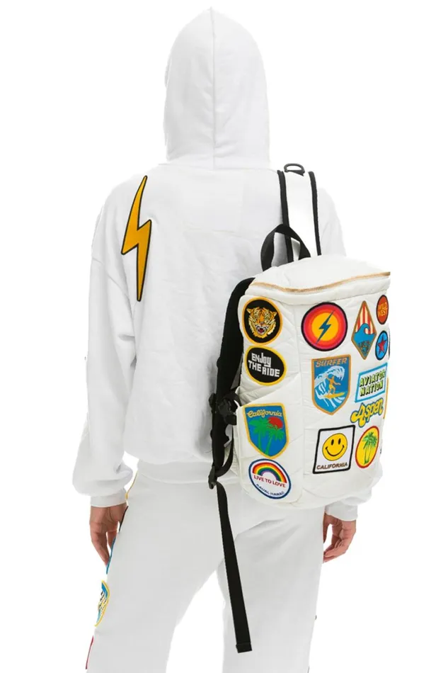 Women Backpacks Aviator Nation VINTAGE PATCH PUFFER BACKPACK 8211 WHITE GLOSSY Women Backpacks Aviator Nation VINTAGE PATCH PUFFER BACKPACK 8211 WHITE GLOSSY