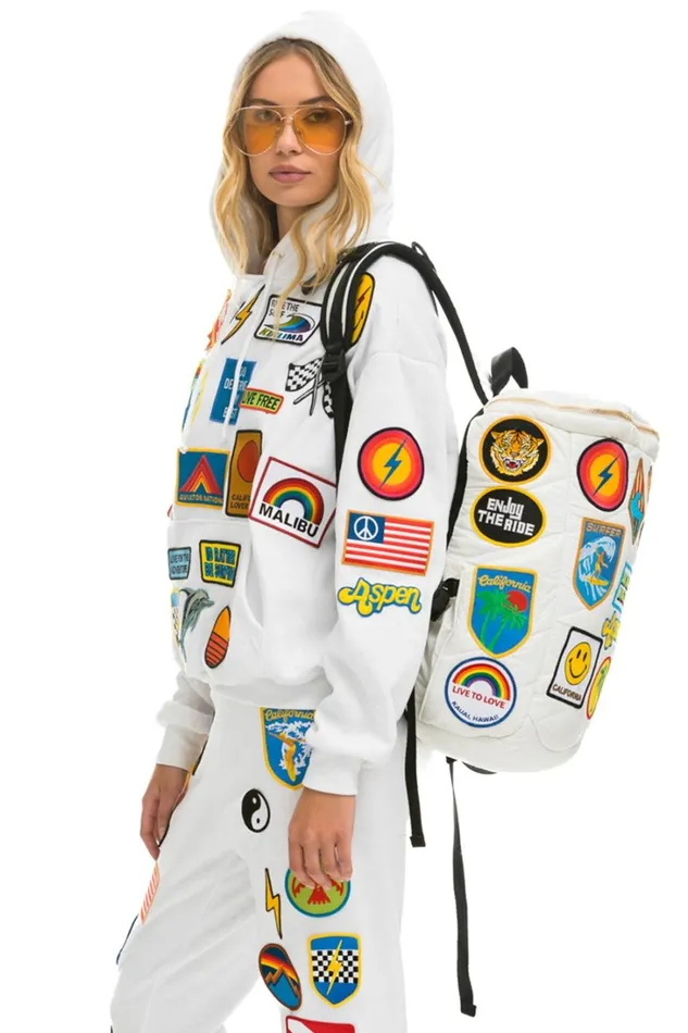 Women Backpacks Aviator Nation VINTAGE PATCH PUFFER BACKPACK 8211 WHITE GLOSSY Women Backpacks Aviator Nation VINTAGE PATCH PUFFER BACKPACK 8211 WHITE GLOSSY
