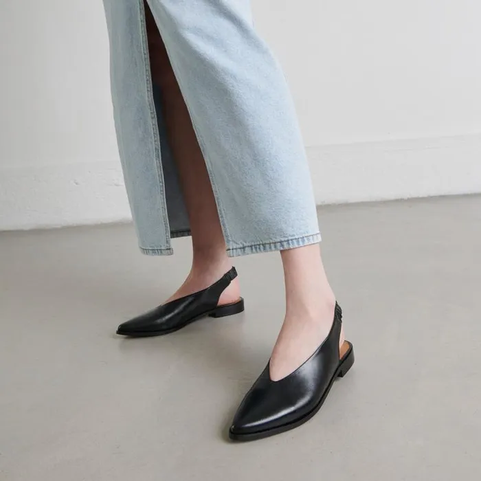 Women Ballet Flats With Open Backs Black JONAK Ballet Flats