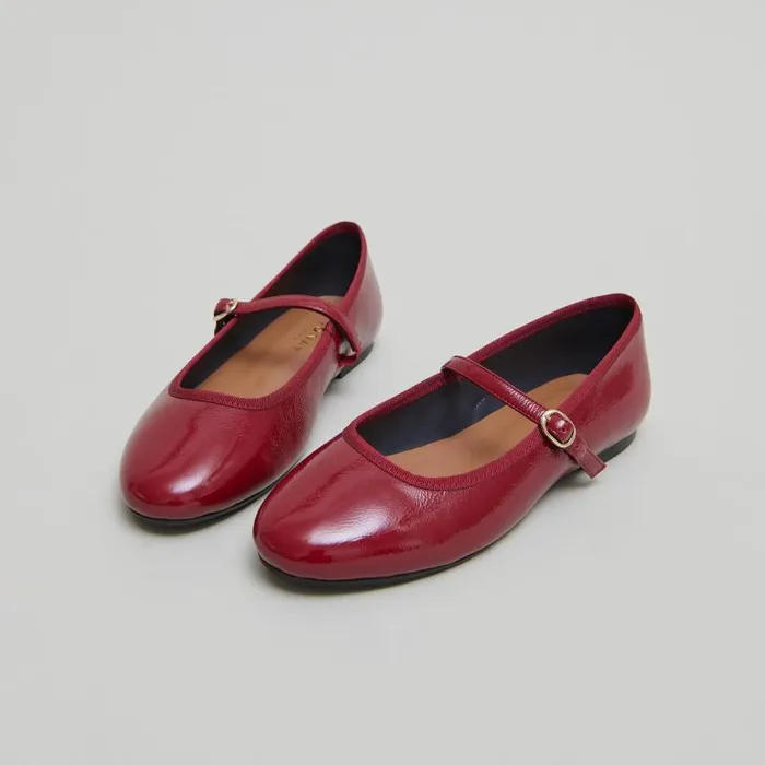 Women Ballet Flats With Strap Dark Red JONAK Ballet Flats