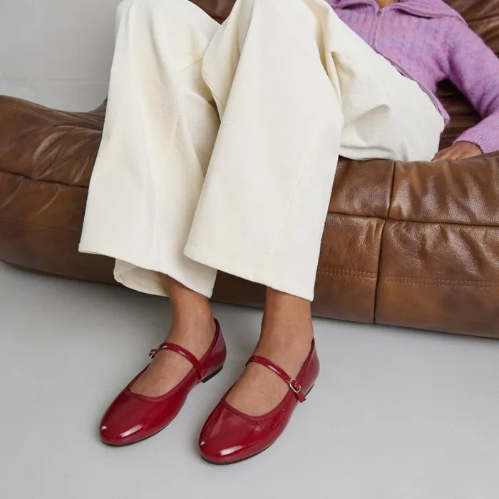 Women Ballet Flats With Strap Dark Red JONAK Ballet Flats