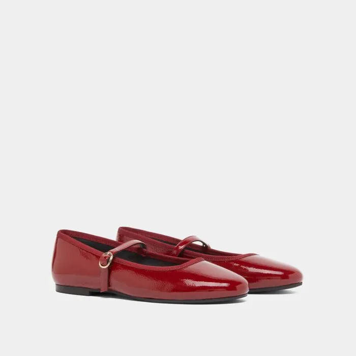 Women Ballet Flats With Strap Dark Red JONAK Ballet Flats
