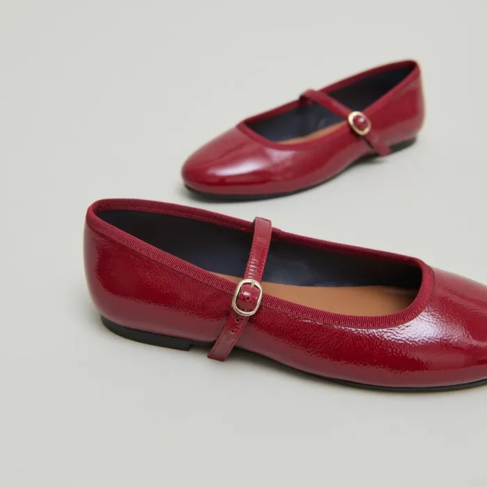 Women Ballet Flats With Strap Dark Red JONAK Ballet Flats