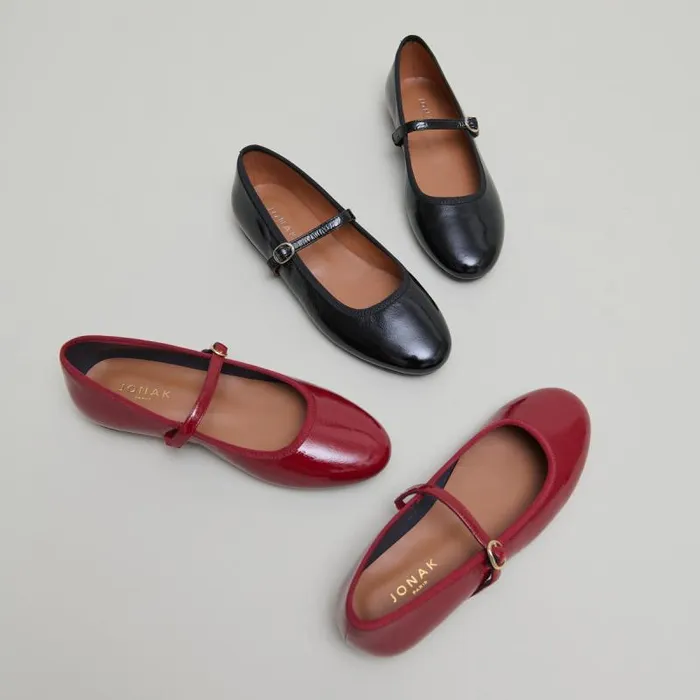 Women Ballet Flats With Strap Dark Red JONAK Ballet Flats