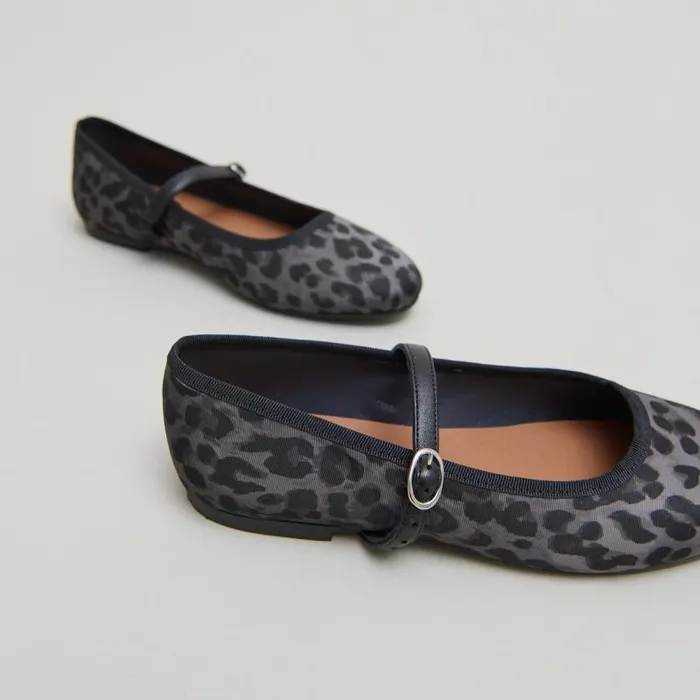 Women Ballet Flats With Strap Leopard JONAK Ballet Flats