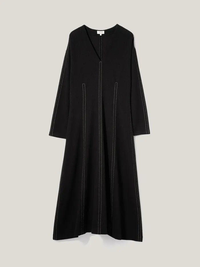 Women Batwing Stitched Dress Black Jigsaw Dresses and Jumpsuits