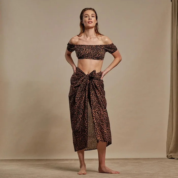 Women Beach Cover Ups Love Stories Chloe Pareo Scarf Leopard